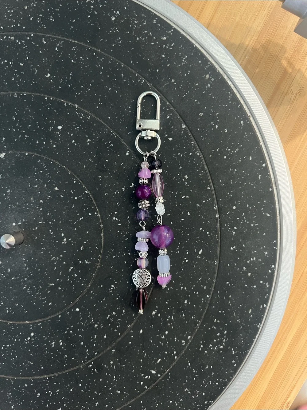 Purple Beaded Keychain Charm